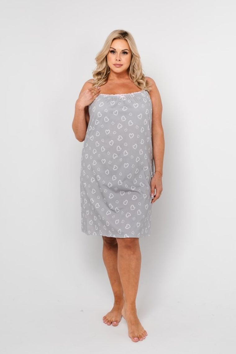 Koszula nocna damska na ramiączka, szara, Maribell, Italian Fashion