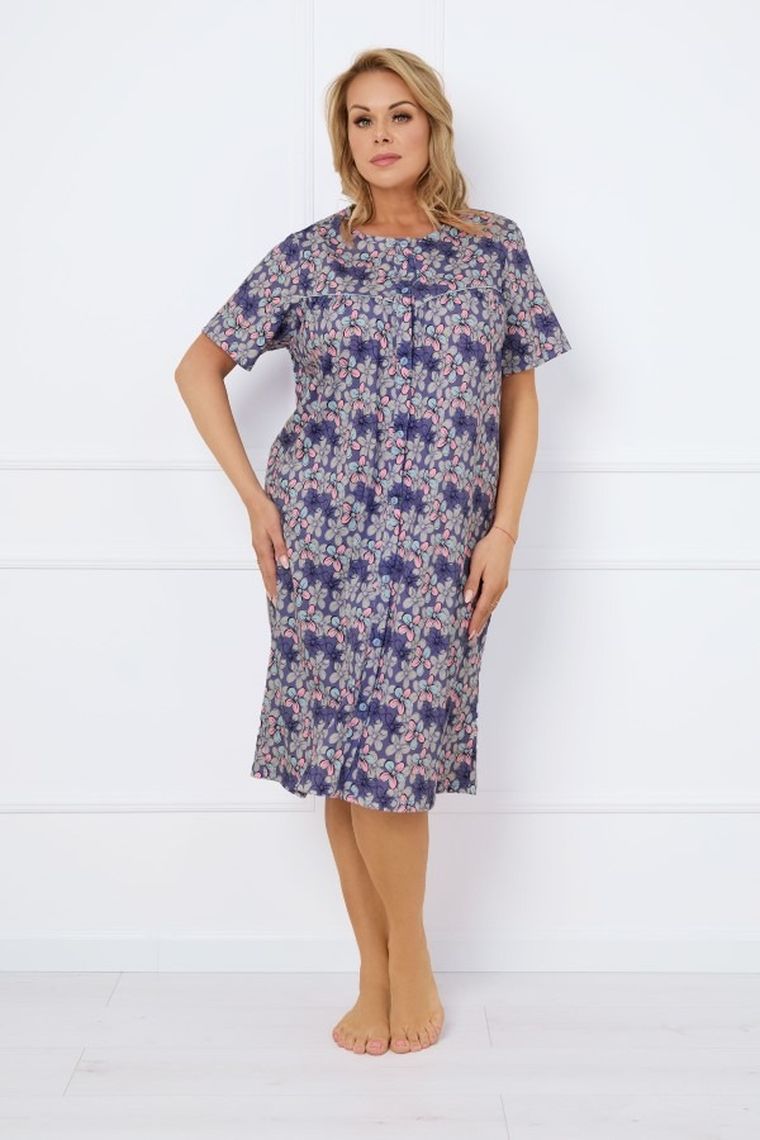 Koszula nocna damska z krótkim rękawem, fioletowa, Italian Fashion