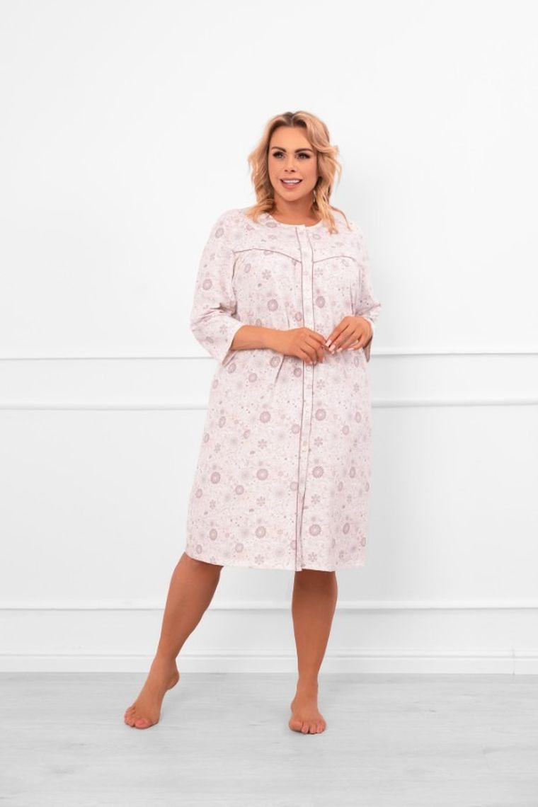 Koszula nocna damska z rękawem 3/4, biała, Italian Fashion