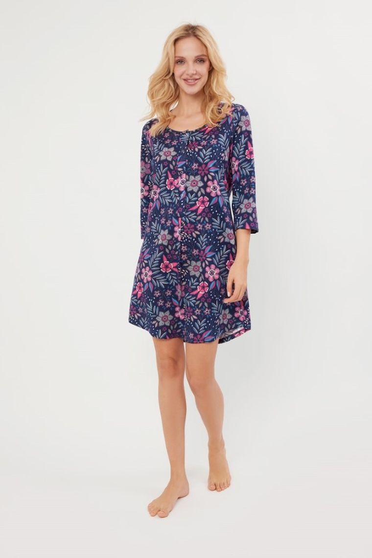 Koszula nocna damska z rękawem 3/4, mix, Folk, Italian Fashion