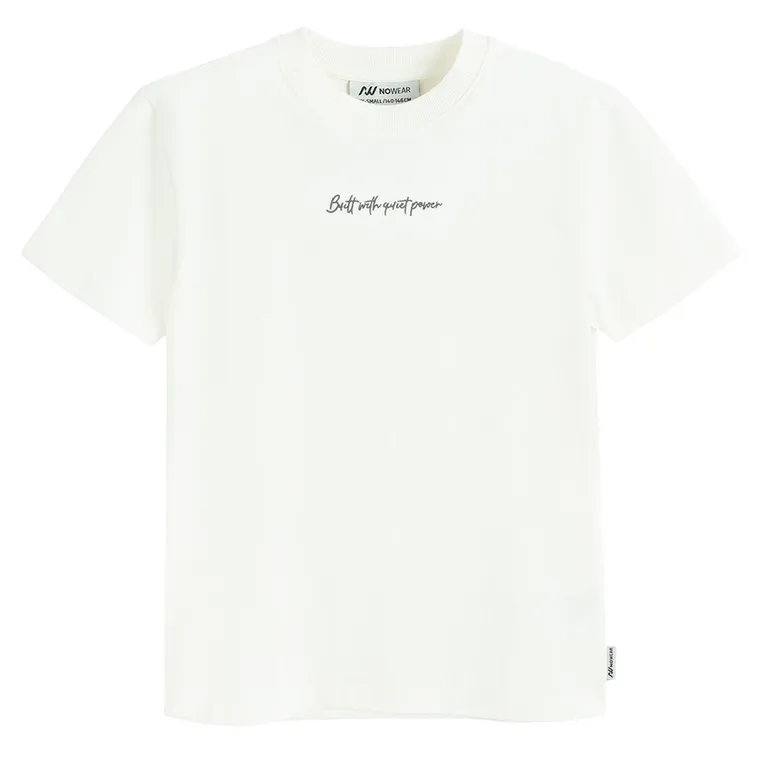 Koszulka off-white z haftem NOWEAR