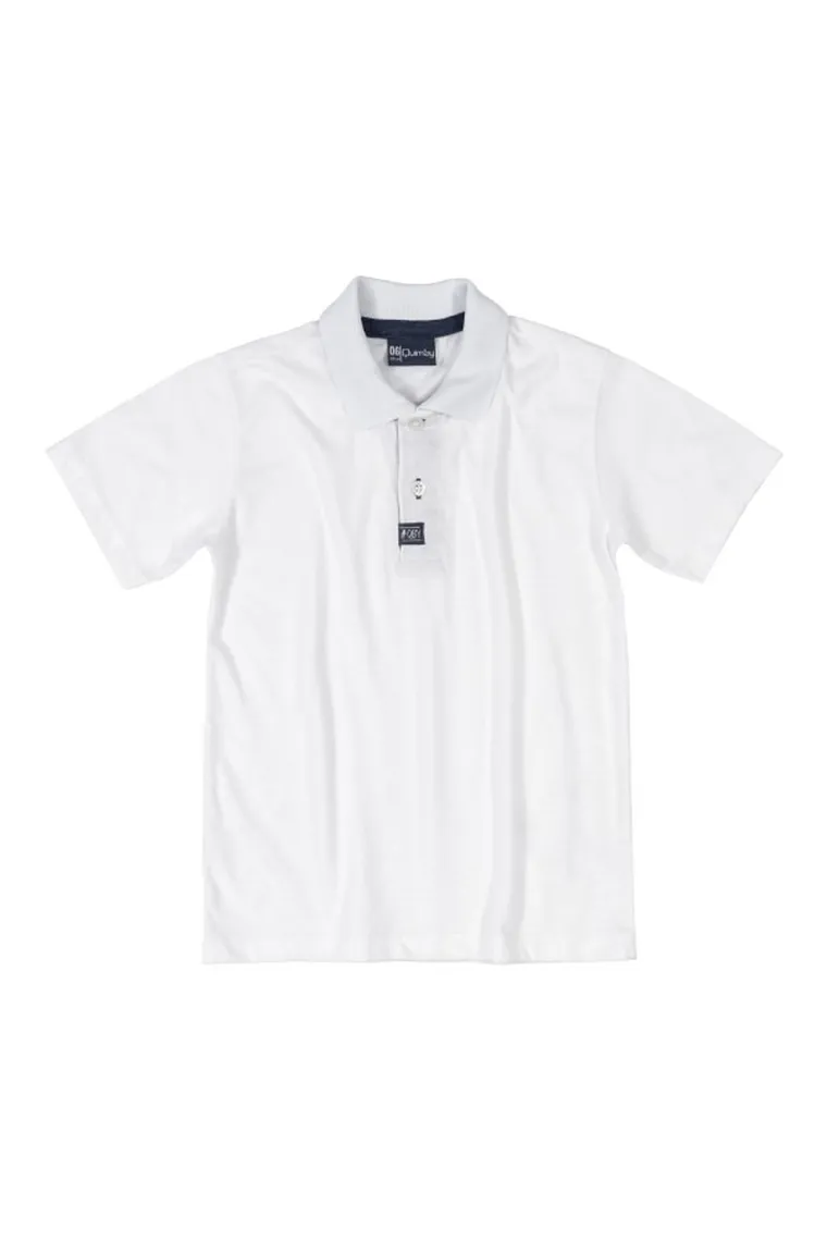 Koszulka polo chłopięca z krótkim rękawem, biała, Quimby