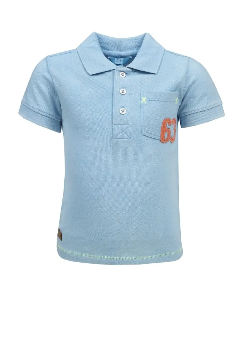Koszulka polo chłopięca z krótkim rękawem, niebieska, Lief