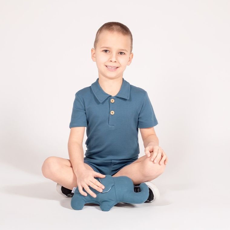 Koszulka polo chłopięca z krótkim rękawem, niebieska, Nicol