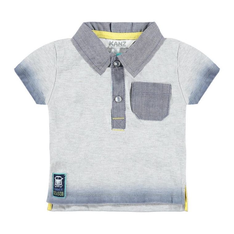 Koszulka polo chłopięca z krótkim rękawem, szara, Kanz