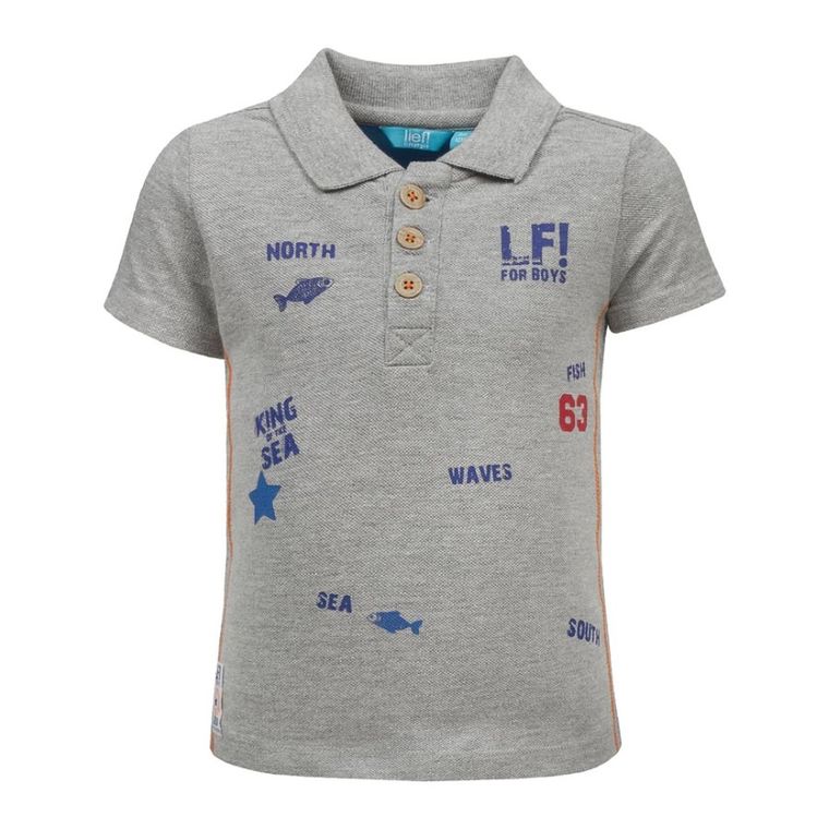 Koszulka polo chłopięca z krótkim rękawem, szara, Lief