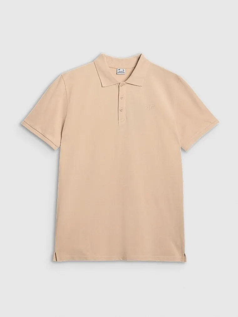 Koszulka polo męska z krótkim rękawem, beżowa, 4F