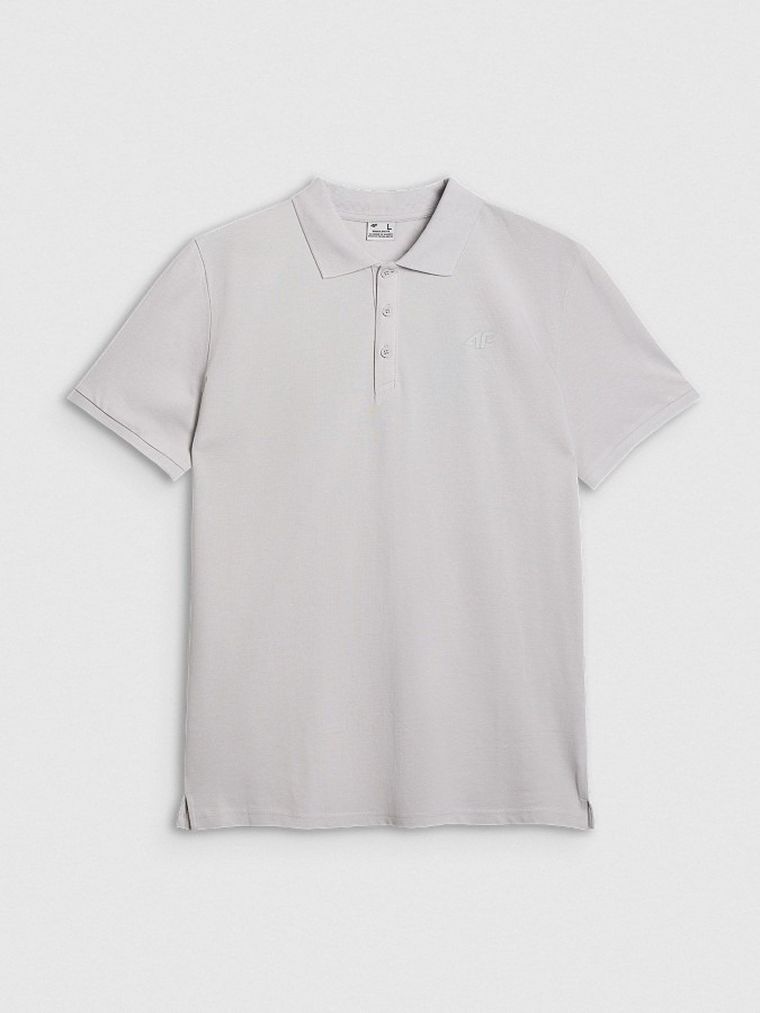Koszulka polo męska z krótkim rękawem, szara, 4F