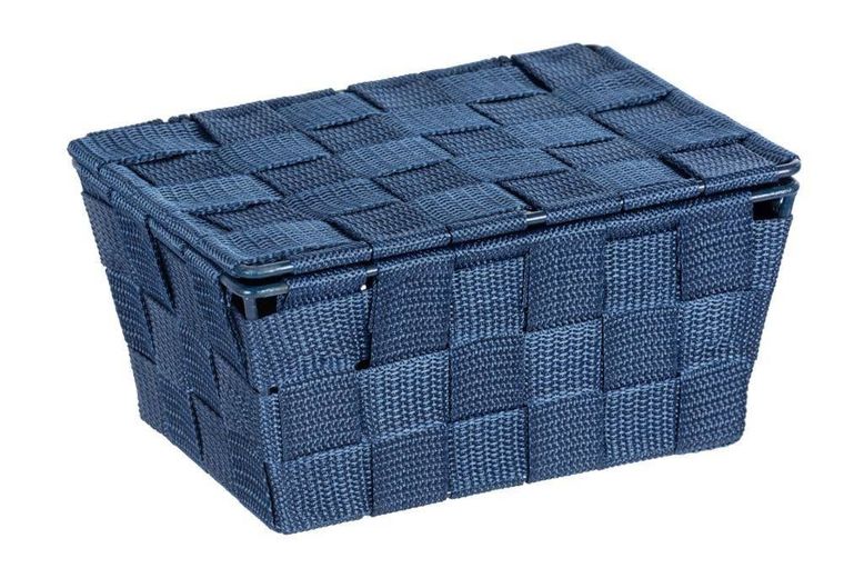 Koszyk łazienkowy z wieczkiem, Adria, granatowy