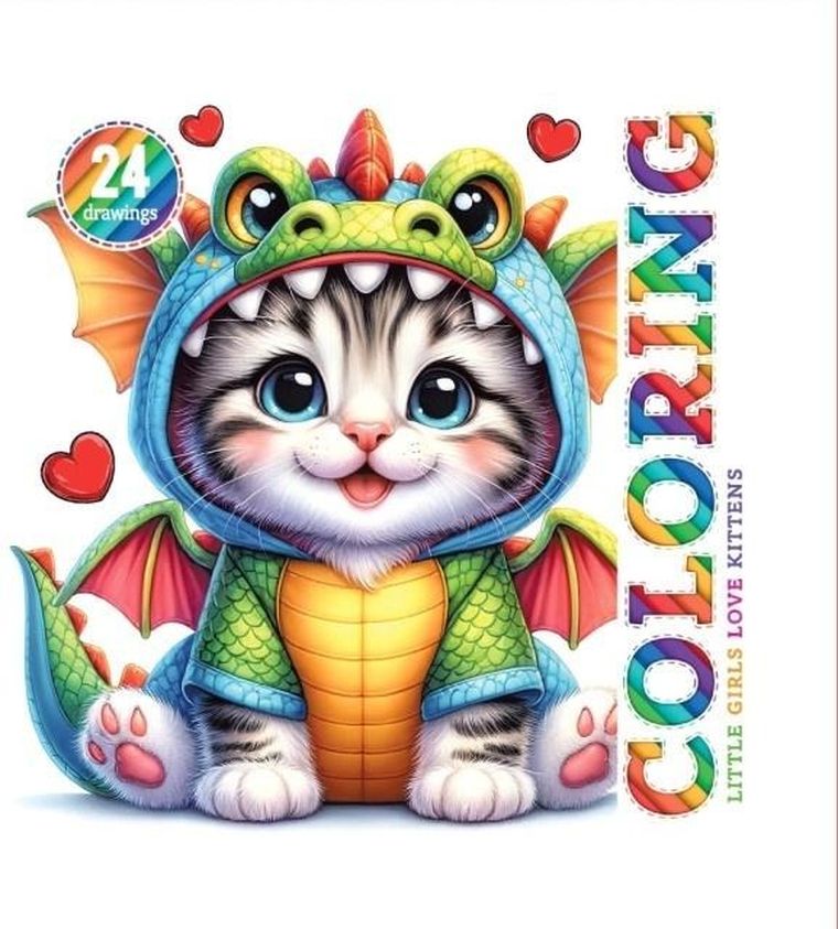 Kot przebrany za smoka. Kolorowanka