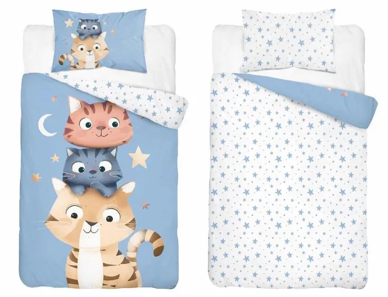 Kotki, 2-częściowy komplet pościeli dziecięcej, niebieski, 100-135 cm