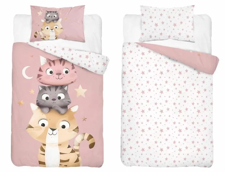 Kotki, 2-częściowy komplet pościeli dziecięcej, różowy, 100-135 cm