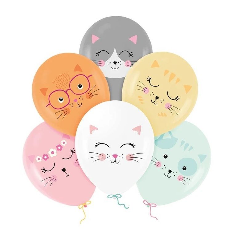 Kotki, balon lateksowy, 6 szt.