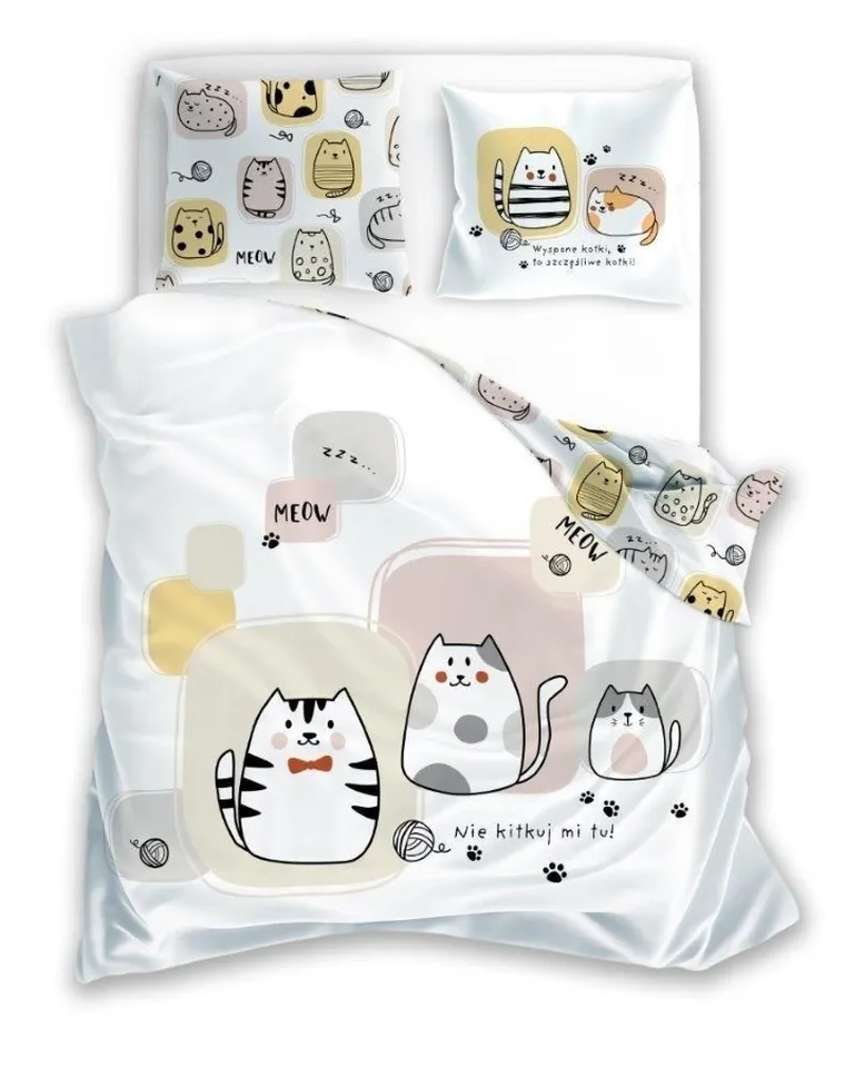 Kotki, Spoko Spanko, 2-częściowy komplet pościeli bawełnianej, 140-200 cm