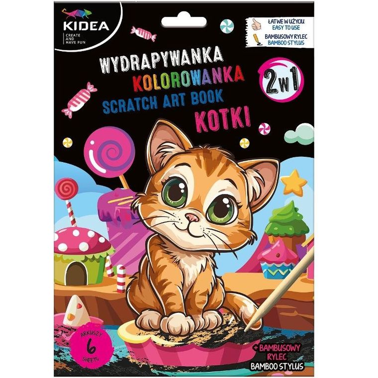 Kotki. Wydrapywanka z kolorowanką 2w1