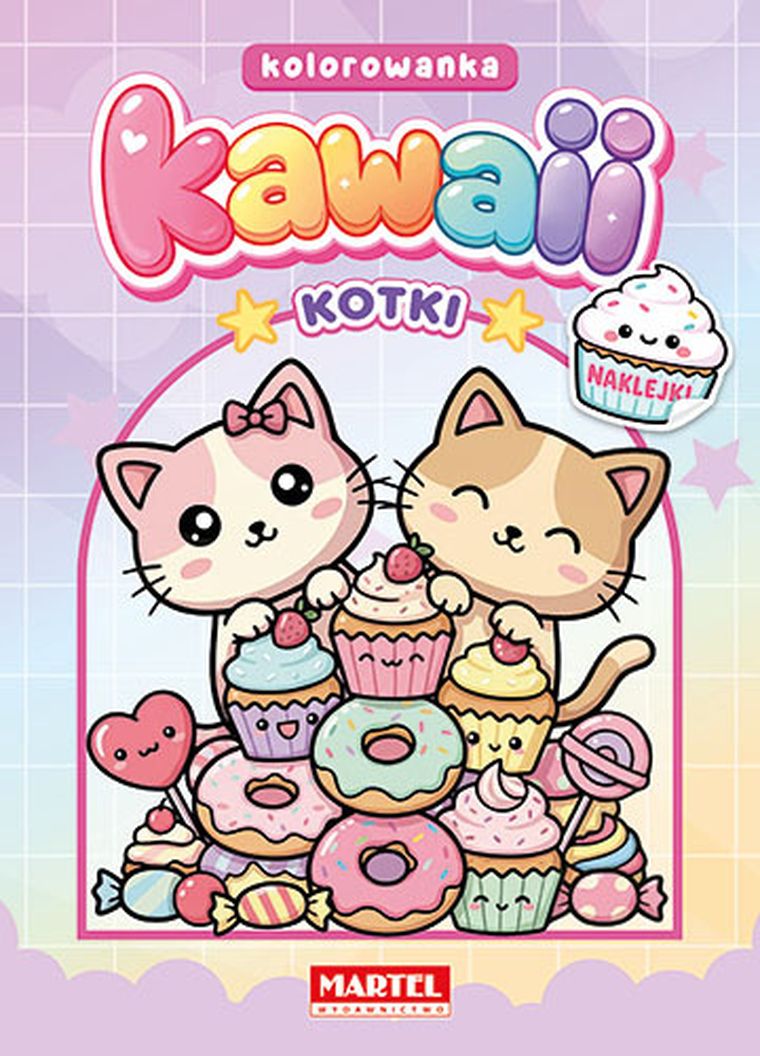 Kotki z naklejkami. Kawaii