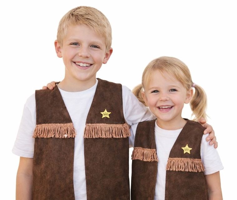 Kowboj, szeryf, strój dla dzieci, kamizelka, brązowa, 98/104 cm
