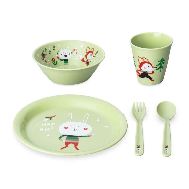 Koziol, Hop On At Home, zestaw obiadowy dla dzieci, zielony