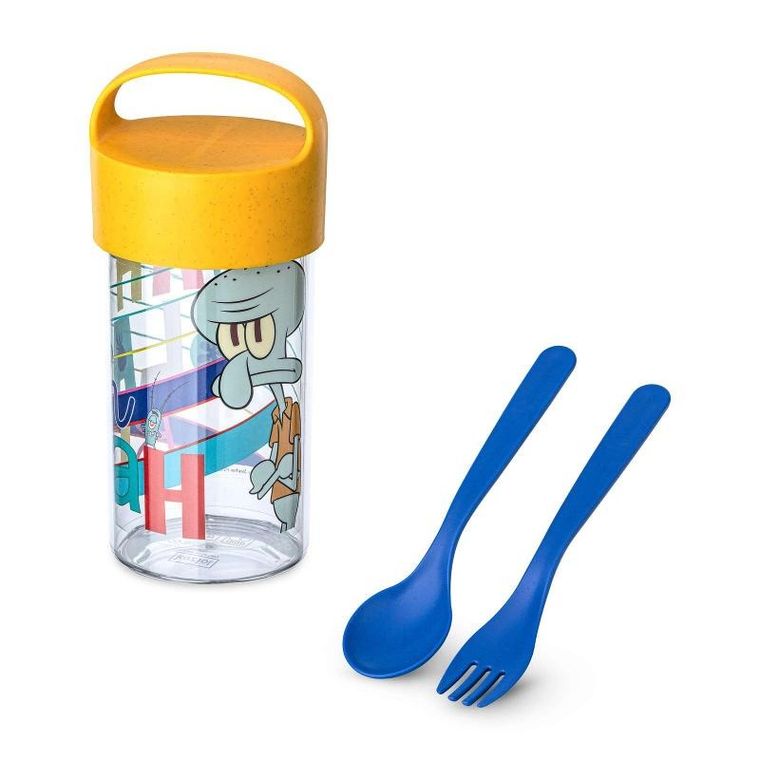 Koziol, SpongeBob, pojemnik na przekąski ze sztućcami, żółty, 500 ml