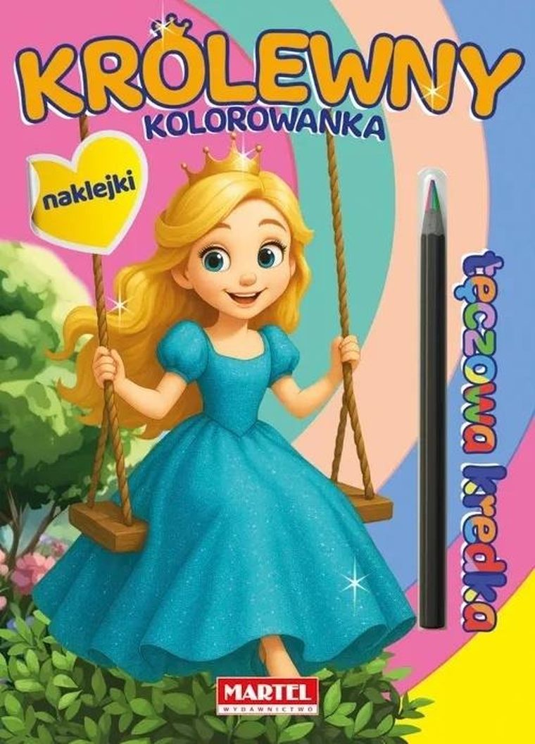 Królewny. Kolorowanka z naklejkami. Tęczowa kredka
