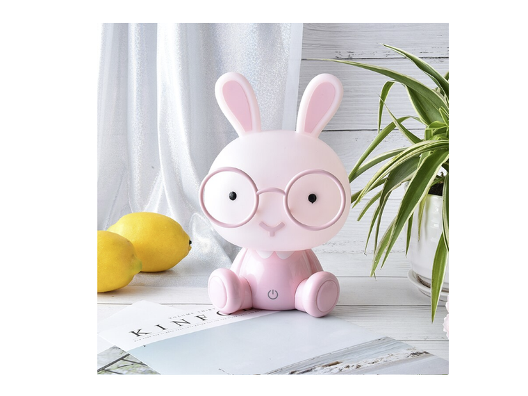 Królik, lampka nocna dla dzieci LED, różowa