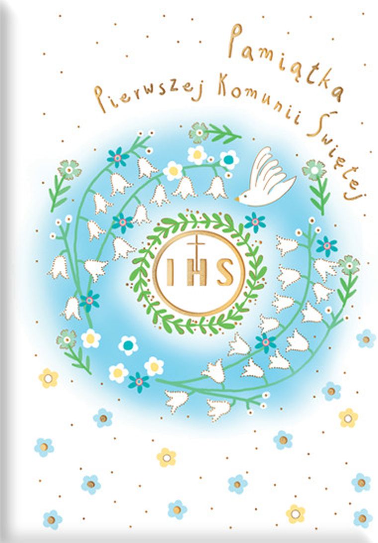 Książeczka A5 Pamiątka Komunijna. Gołąb niebieska