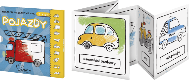 Książeczka kolorowanka. Pojazdy