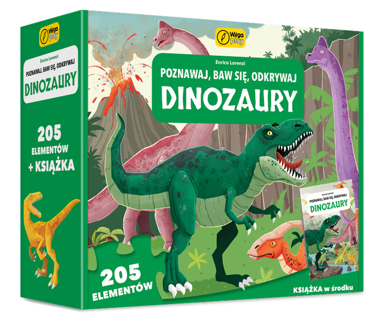 Książka i puzzle. Poznawaj, baw się, odkrywaj. Dinozaury. 205 elementów