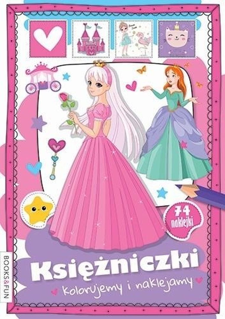 Księżniczki. Kolorujemy i naklejamy