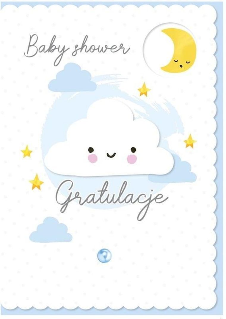 Kukartka, karnet B6, Baby shower, niebieski