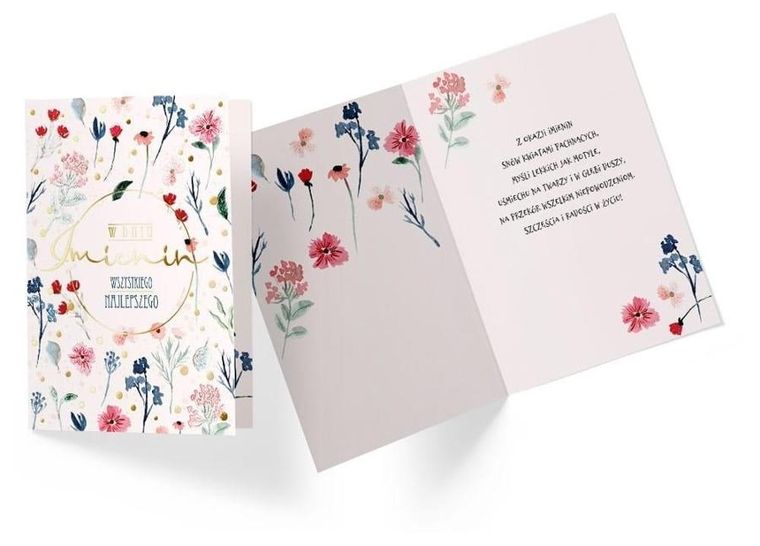 Kukartka, karnet B6, Imieniny, kwiaty