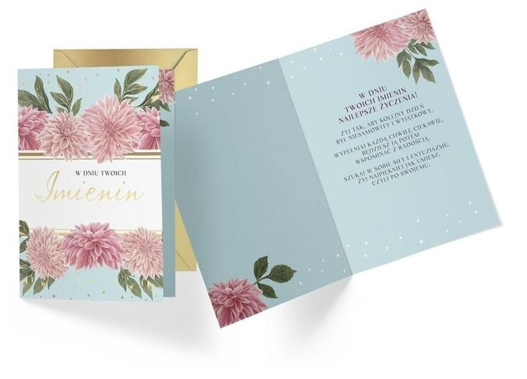 Kukartka, karnet B6, Imieniny, kwiaty