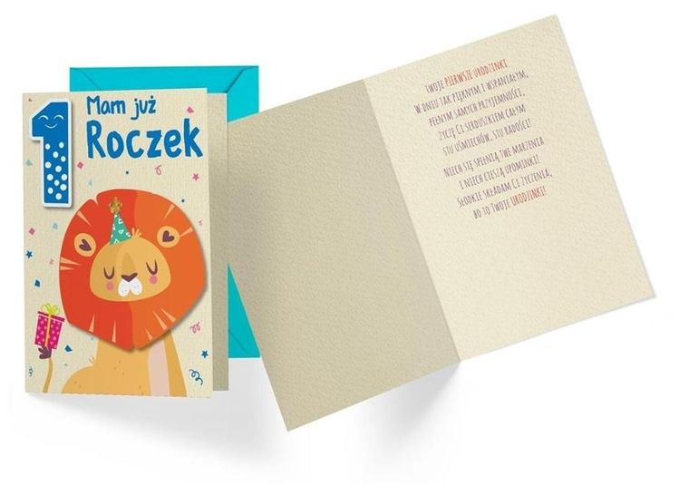 Kukartka, karnet B6, Roczek, lew