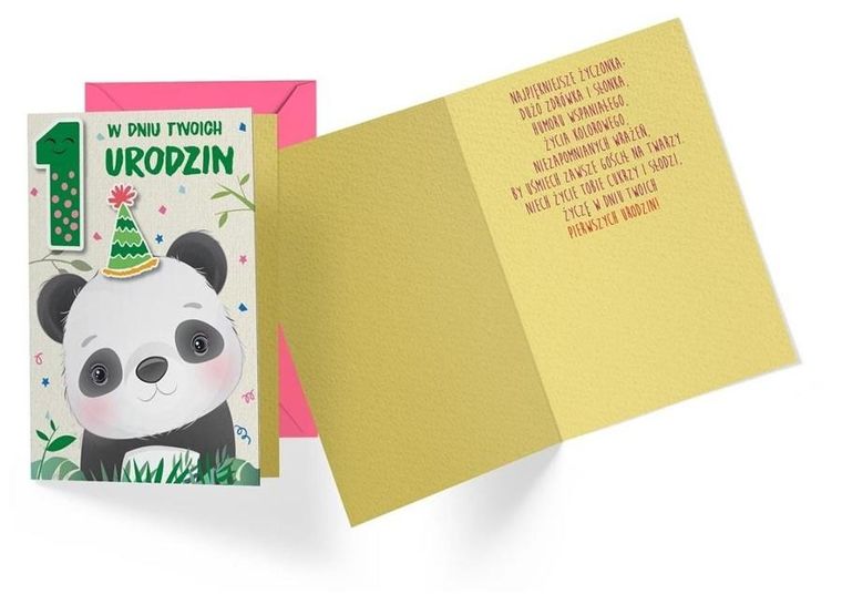 Kukartka, karnet B6, Roczek, panda