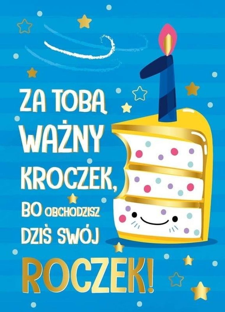 Kukartka, karnet B6, Roczek, tort