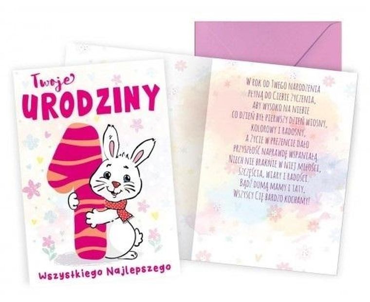 Kukartka, karnet B6, Urodziny 1, zajączek