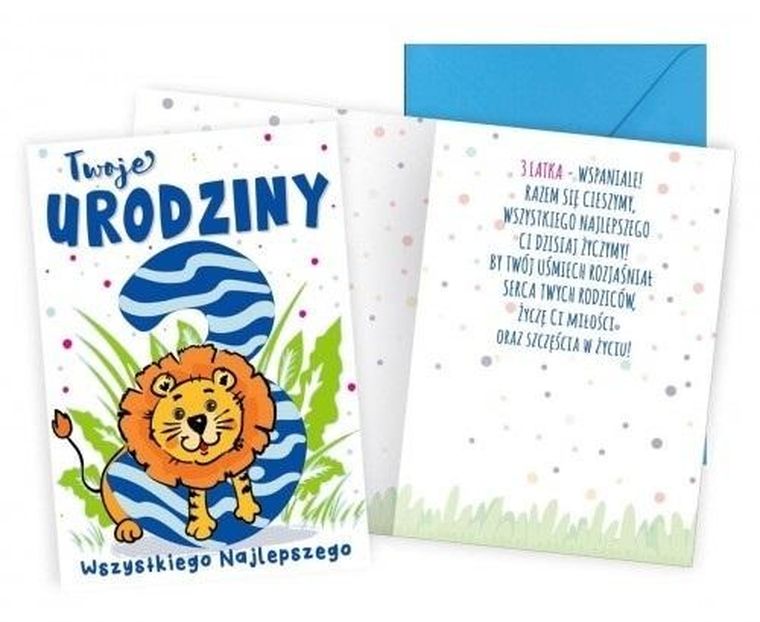 Kukartka, karnet B6, Urodziny 3, lew