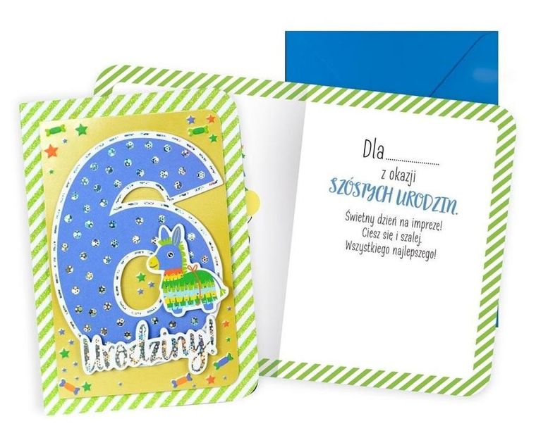 Kukartka, karnet B6, Urodziny 6, chłopiec
