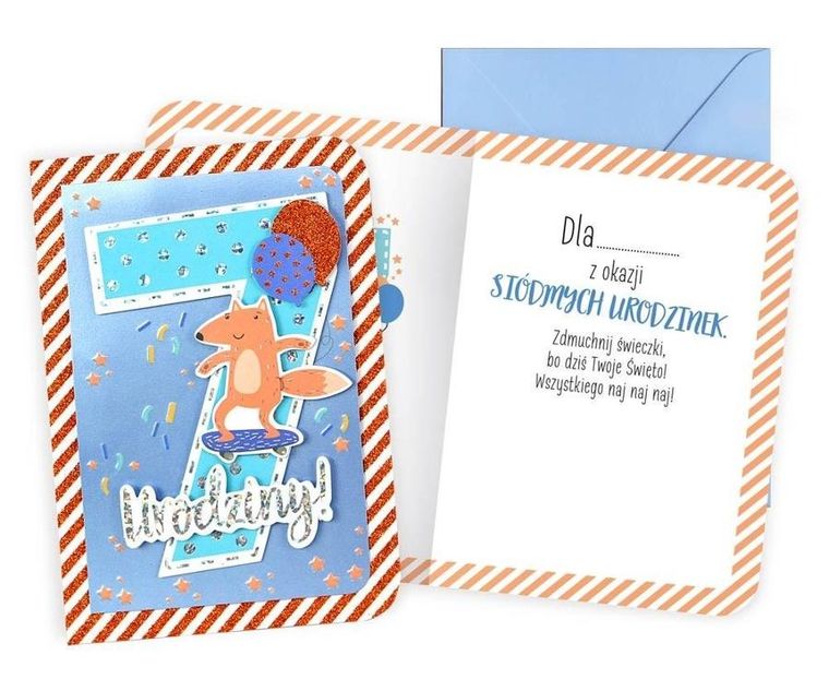 Kukartka, karnet B6, Urodziny 7, chłopiec