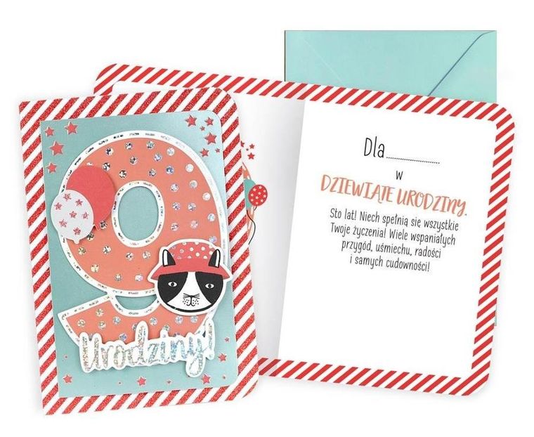 Kukartka, karnet B6, Urodziny 9, chłopiec