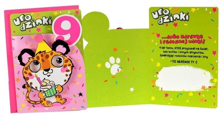 Kukartka, karnet B6, Urodziny 9, pantera