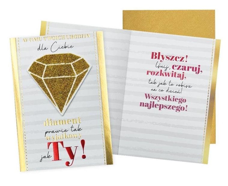 Kukartka, karnet B6, Urodziny, diament