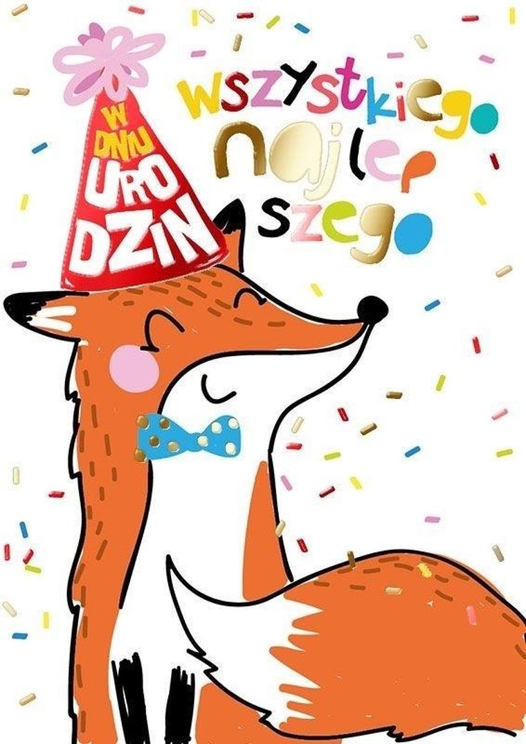 Kukartka, karnet B6, Urodziny, lisek