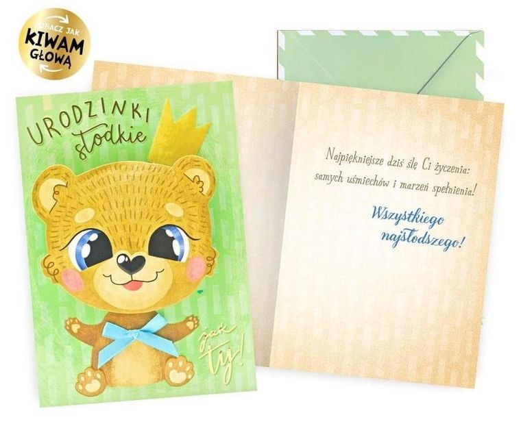 Kukartka, karnet B6, Urodziny, miś