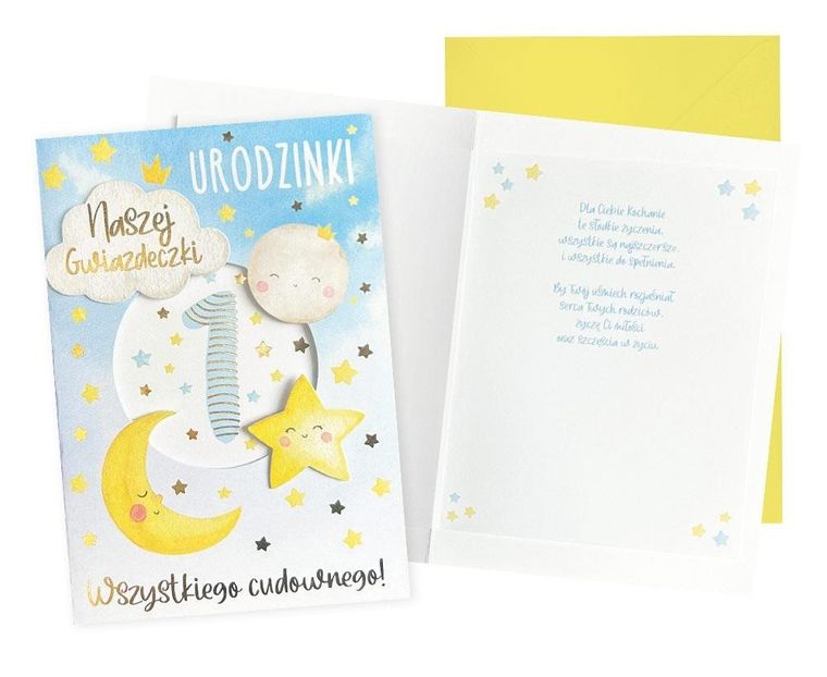 Kukartka, karnet B6 urodziny Roczek, gwiazdeczka