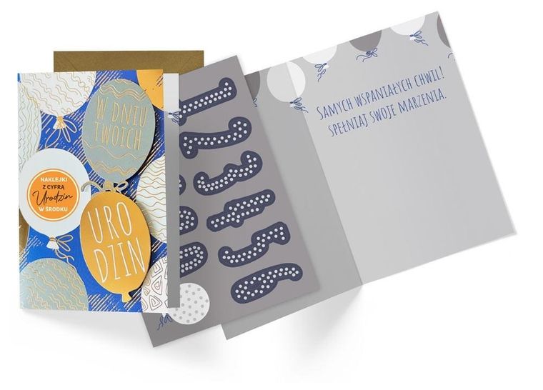 Kukartka, karnet B6 urodziny, wymienne cyfry