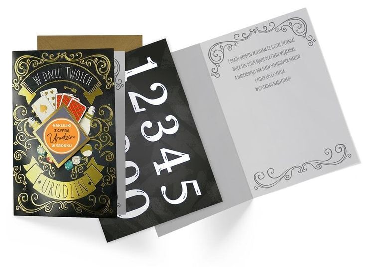 Kukartka, karnet B6 urodziny, wymienne cyfry