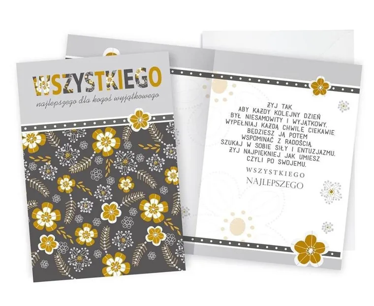 Kukartka, karnet B6, Wszystkiego najlepszego, kwiaty