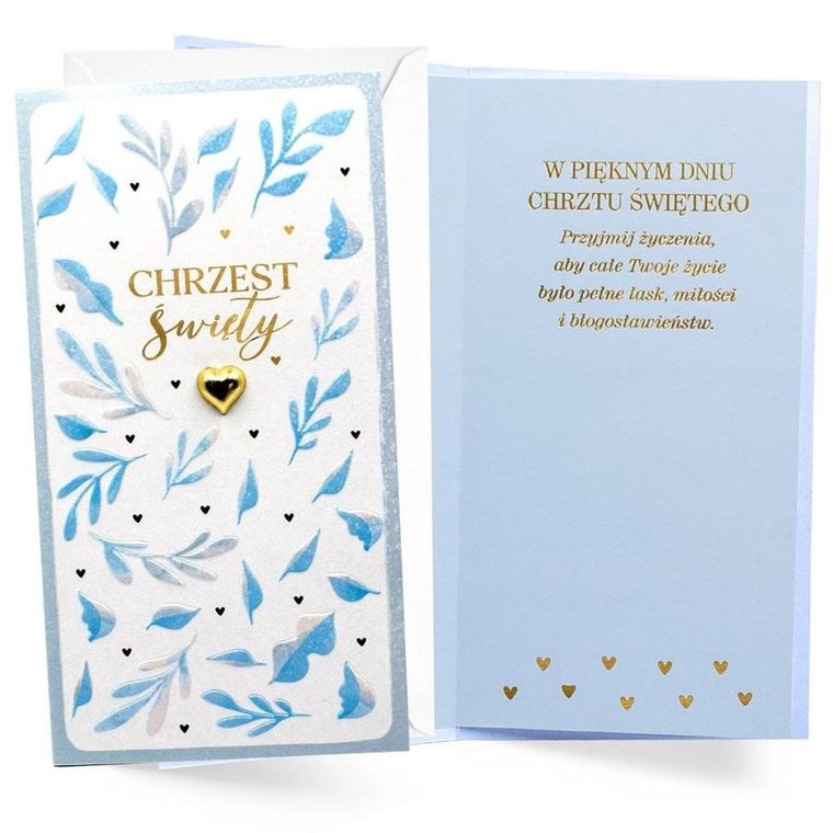 Kukartka, karnet, Chrzest, niebieski