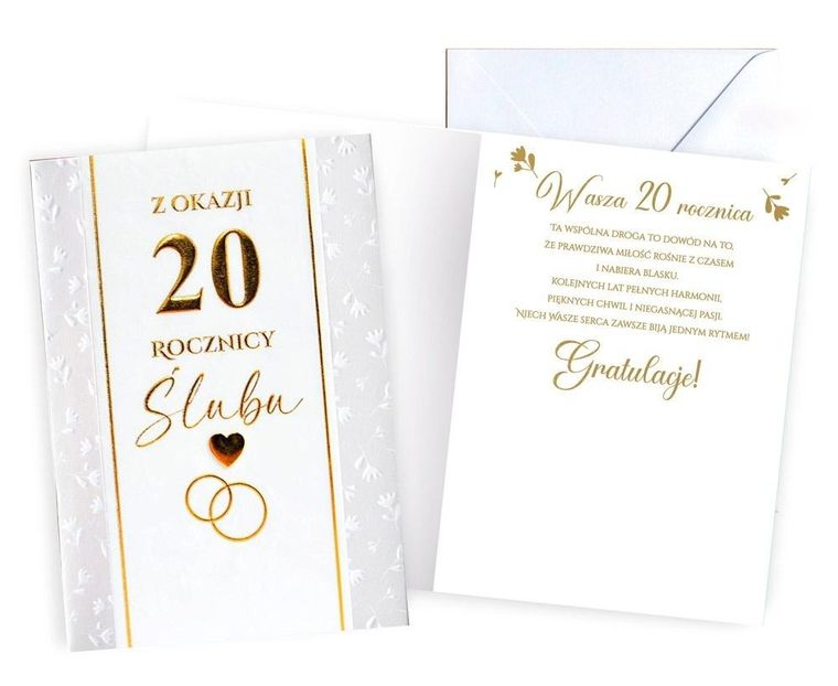 Kukartka, karnet, Rocznica ślubu 20